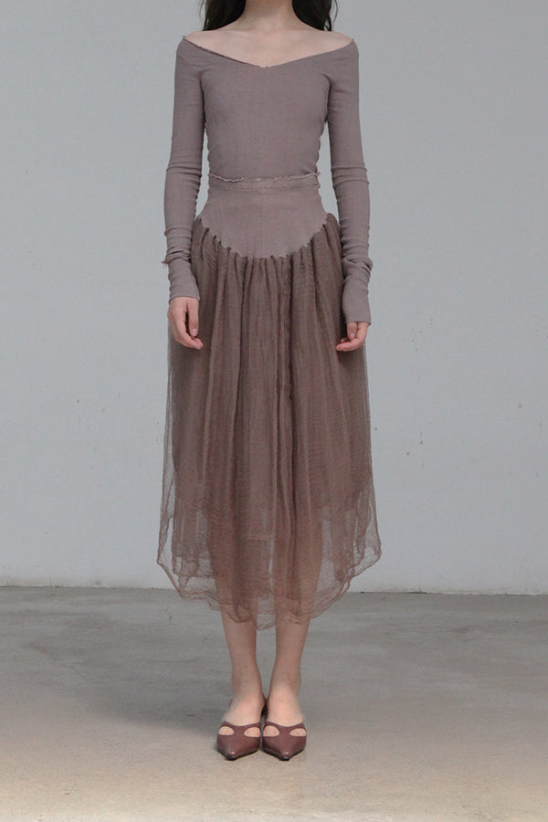 Marc Le Bihan 26909 V-neck tight stretch top 10 meters silk shrink MLB-26909-E21-MCMG VIEUX ROSE wood rose 26909-E21